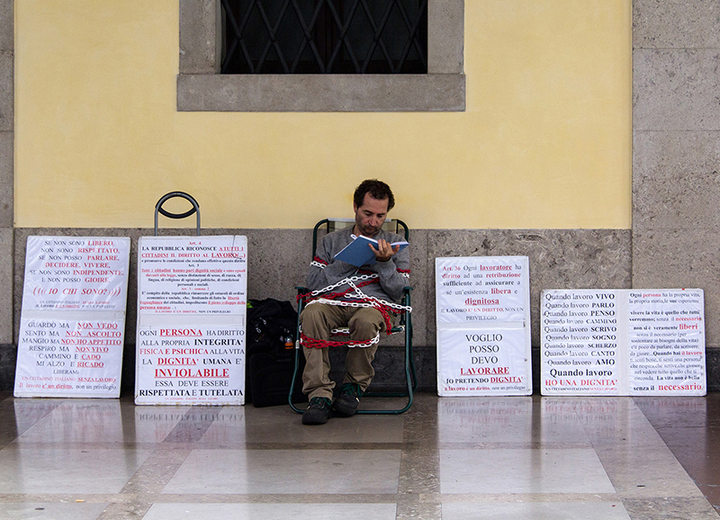 ITA0287: o.T. (Streik für Arbeit und Menschenwürde, Padua, Italien 2015)